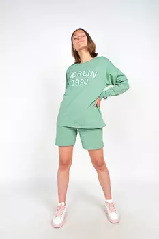 Комплект женский (толстовка + шорты) (B) STOLNIK KM109 (42, Зеленый)