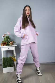 Комплект женский утепл (B) STOLNIK (толстовка + брюки) Y806 (46, Черный)