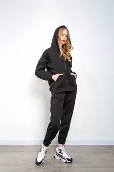 Комплект женский утепл (толстовка + брюки) (B) STOLNIK Y808 (L, Черный)