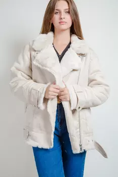 Куртка женская (дубленка) Aftf Basic F2230 к/з (XL, Черный)