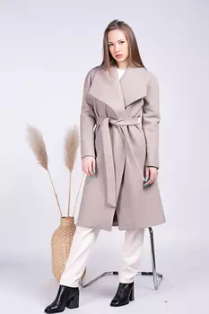 Пальто женское (B) STOLNIK 107 + пояс (44, Бежевый)