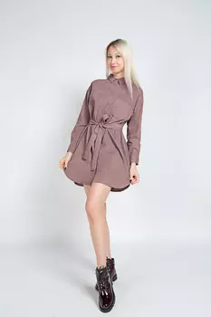 Платье-рубашка женская (B) STOLNIK T495 + пояс (44, Черный)