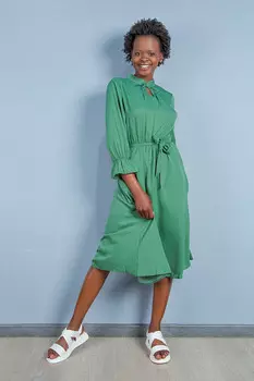 Платье женское (B) STOLNIK 06 + пояс 3/4 (42, Зеленый)