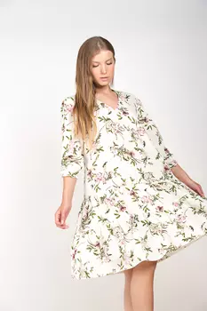 Платье женское (B) STOLNIK 517 (44, Молочный принт)