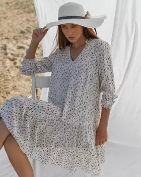 Платье женское (B) STOLNIK A517 шифон (48, Зеленый принт)