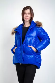 Пуховик женский STOLNIK 6068 + нат.мех (2XL, Черный)