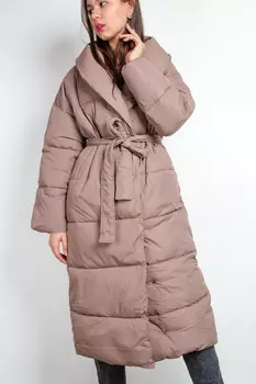 Пуховик женский ZH 366 + пояс (2XL, Черный)