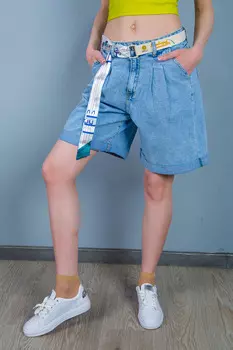 Шорты женские джинс KTmoss 3188 + ремень (29, Голубой)