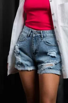 Шорты женские джинс STOLNIK 2021-16 (L, Голубой)