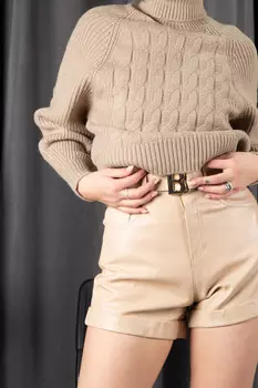 Шорты женские S&amp;T 6706 + ремень к/з (44, Черный)