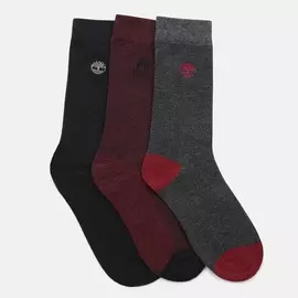 3 Pair Marled Ribbed Pique Crew
