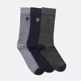 3 Pair Marled Ribbed Pique Crew