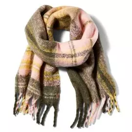 Chunky Plaid Blanket Scarf With Fringe