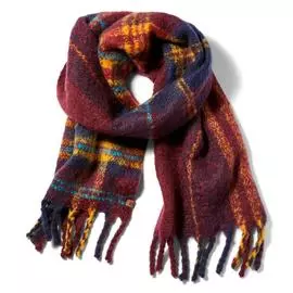 Chunky Plaid Blanket Scarf With Fringe