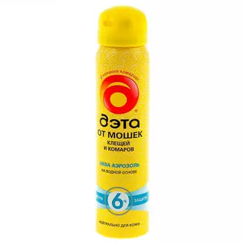 Аква аэрозоль дэта 100 мл от мошек, клещей, комаров 6 ч