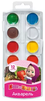 Акварель 12цв маша и медведь 89312