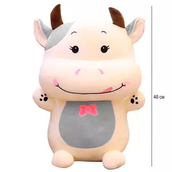 Игрушка мягкая Хуада коровка 40см серый mg723