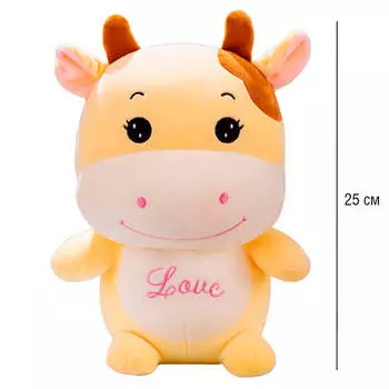 Игрушка мягкая Хуада коровка 25см бежевый mg724