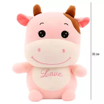 Игрушка мягкая Хуада коровка 35см розовый mg725