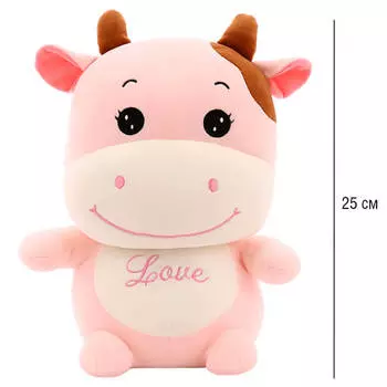 Игрушка мягкая Хуада коровка 25см розовый mg724