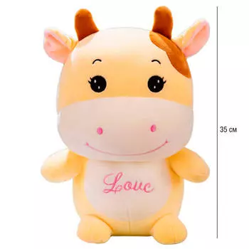 Игрушка мягкая Хуада коровка 35см бежевый mg725