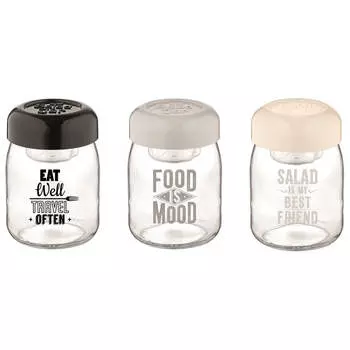 Банка для салата 580 мл ренга с контейнером декорированная