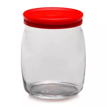 Банка для сыпучих продуктов чешни 920 мл с красной крышкой Pasabahce psb 43004сл1