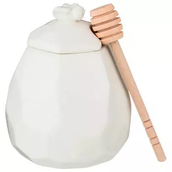 Баночка для меда 500мл Lefard нэйтив с деревянной палочкой 587-152