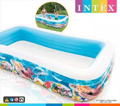 Бассейн Intex 305*183*56см семейный тропический риф 58485