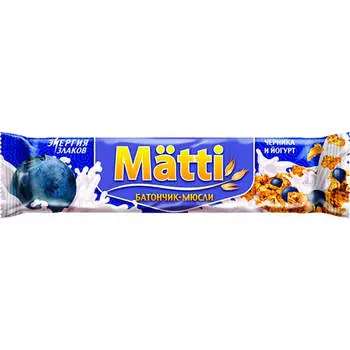 Батончик мюсли Matti 24г черника и йогурт