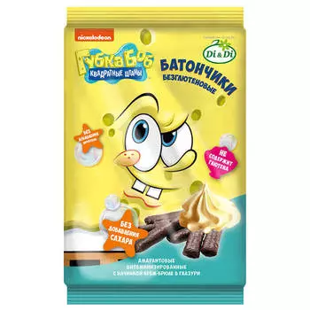 Батончики безглютеновые Губка Боб с начинкой крем брюле витаминизированные 110г