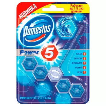 Блок д/унитаза доместос пауэр 5 55 г свежесть океана
