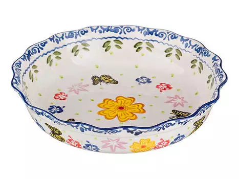 Блюдо 30см Agness цветы керамика 536027