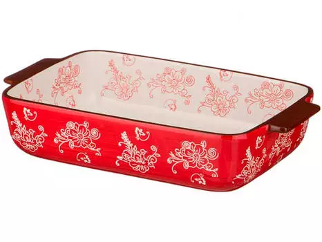 Блюдо для запекания 34*20*7см керамика красный 536-149