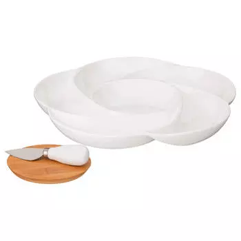 Блюдо сервировочное 28*28*3см+нож для сыра Lefard нэйтив 587-167