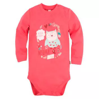 Боди детское босса нова для девочек с длинным рукавом р.26 74-80 коралловый 577б-162