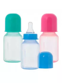 Бутылочка Курносики 125мл однотонная с силиконовой соской в ассортименте 11129