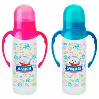 Бутылочка Умка 250мл классик с ручками с силиконовой соской 870741
