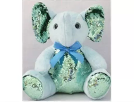 Игрушка мягкая там-там слоненок с бантом с пайетками 17х13х18см leo19-1834a
