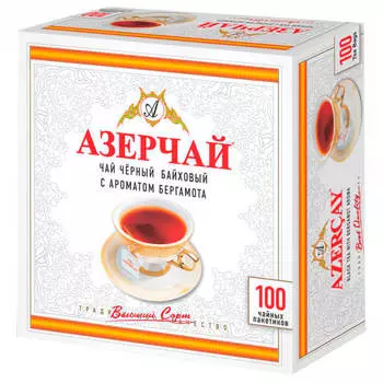 Чай Азерчай 100пак *2г черный с бергамотом