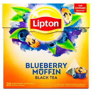 Чай липтон 20пир*1,6г черный с ароматом черничного кекса