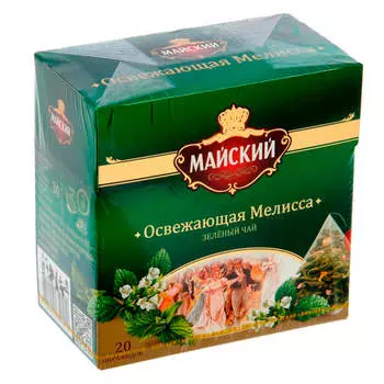 Чай зелёный Майский Освежающая Мелисса листовой ароматизированный Освежающая Мелисса с мелиссой и мя