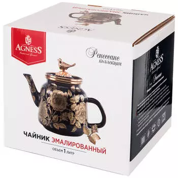 Чайник 1л Agness эмалированный золото/красный 950-147