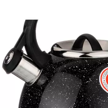 Чайник 2.5 л агнесс со свистком индукционное дно черный мрамор 907-045