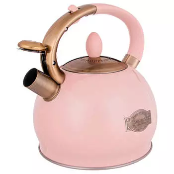 Чайник 3л Agness со свистком розовый термоаккумулирующее индукционное дно 937-839