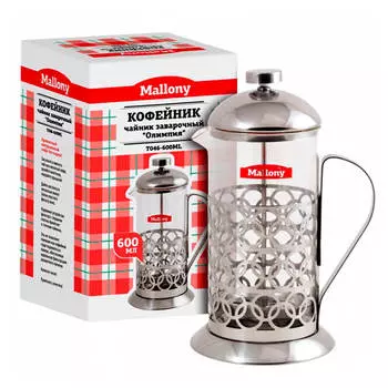 Чайник/кофейник 0,6л олимпия сталь t046-600ml 950137