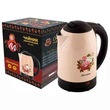 Чайник Матрёна ma-005 бежевый с цветами