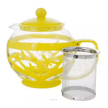 Чайник заварочный 750 мл стеклянный желтый 1014098u