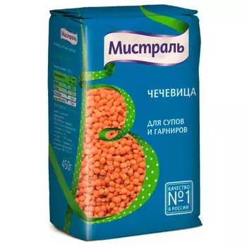 Чечевица Мистраль 450г красная для супов и гарниров