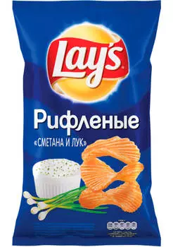 Чипсы Lay's 150г сметана лук рифленые